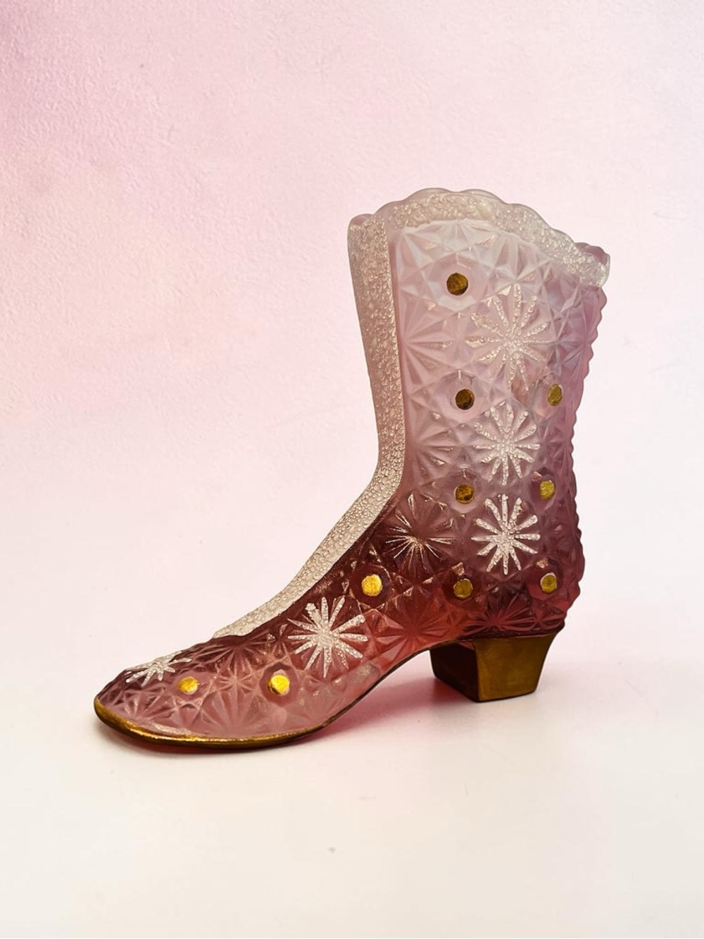 Fenton 95th Anniversary Satin Glass Shoe – Snowflake Daisy & Button Boot - Picture 8 of 8
